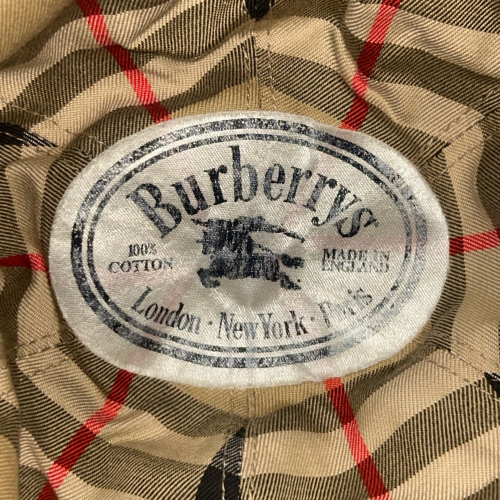 Burberry Kids Plaid Bucket Hat in Tan, Black, White & Red - Picture 4 of 5